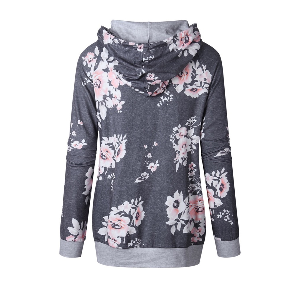 Gray floral hoodie - Picture 5 of 7